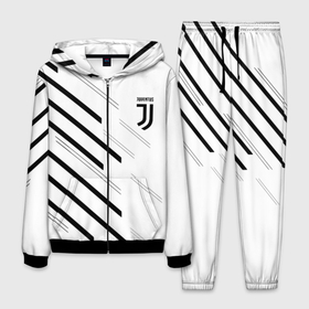Мужской костюм 3D с принтом Juventus sport geometry , 100% полиэстер | Манжеты и пояс оформлены тканевой резинкой, двухслойный капюшон со шнурком для регулировки, карманы спереди | Тематика изображения на принте: 