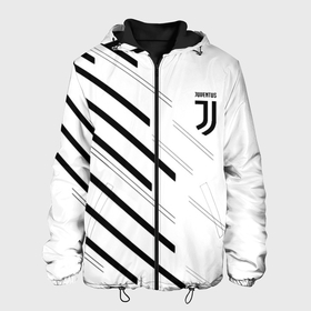 Мужская куртка 3D с принтом Juventus sport geometry , ткань верха — 100% полиэстер, подклад — флис | прямой крой, подол и капюшон оформлены резинкой с фиксаторами, два кармана без застежек по бокам, один большой потайной карман на груди. Карман на груди застегивается на липучку | 