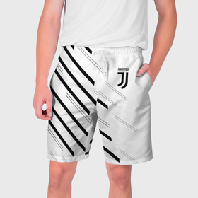 Мужские шорты 3D с принтом Juventus sport geometry в Екатеринбурге,  полиэстер 100% | прямой крой, два кармана без застежек по бокам. Мягкая трикотажная резинка на поясе, внутри которой широкие завязки. Длина чуть выше колен | Тематика изображения на принте: 