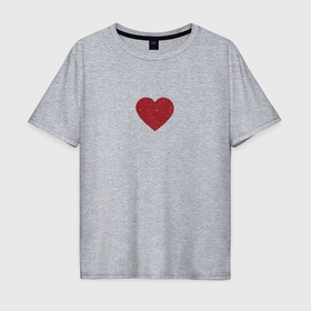 Мужская футболка хлопок Oversize с принтом Блестящее красное сердечко в Петрозаводске, 100% хлопок | свободный крой, круглый ворот, “спинка” длиннее передней части | 