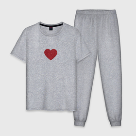 Мужская пижама хлопок с принтом Блестящее красное сердечко в Петрозаводске, 100% хлопок | брюки и футболка прямого кроя, без карманов, на брюках мягкая резинка на поясе и по низу штанин
 | 