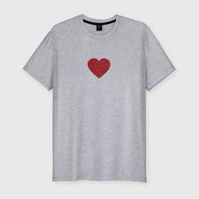 Мужская футболка хлопок Slim с принтом Блестящее красное сердечко в Белгороде, 92% хлопок, 8% лайкра | приталенный силуэт, круглый вырез ворота, длина до линии бедра, короткий рукав | 