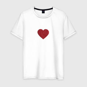 Мужская футболка хлопок с принтом Блестящее красное сердечко в Петрозаводске, 100% хлопок | прямой крой, круглый вырез горловины, длина до линии бедер, слегка спущенное плечо. | 