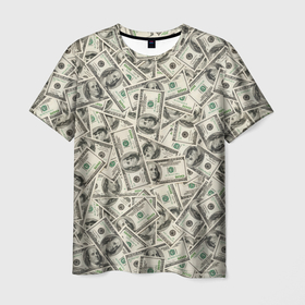Мужская футболка 3D с принтом Деньги   100 долларовые купюры в Тюмени, 100% полиэфир | прямой крой, круглый вырез горловины, длина до линии бедер | 