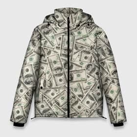 Мужская зимняя куртка 3D с принтом Деньги   100 долларовые купюры в Санкт-Петербурге, верх — 100% полиэстер; подкладка — 100% полиэстер; утеплитель — 100% полиэстер | длина ниже бедра, свободный силуэт Оверсайз. Есть воротник-стойка, отстегивающийся капюшон и ветрозащитная планка. 

Боковые карманы с листочкой на кнопках и внутренний карман на молнии. | 