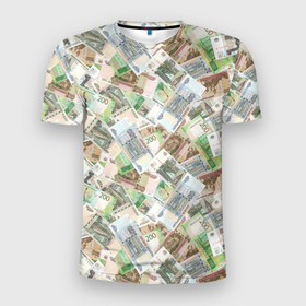 Мужская футболка 3D Slim с принтом Российские денежные купюры в Кировске, 100% полиэстер с улучшенными характеристиками | приталенный силуэт, круглая горловина, широкие плечи, сужается к линии бедра | 