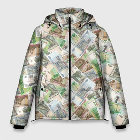 Мужская зимняя куртка 3D с принтом Российские денежные купюры в Новосибирске, верх — 100% полиэстер; подкладка — 100% полиэстер; утеплитель — 100% полиэстер | длина ниже бедра, свободный силуэт Оверсайз. Есть воротник-стойка, отстегивающийся капюшон и ветрозащитная планка. 

Боковые карманы с листочкой на кнопках и внутренний карман на молнии. | 