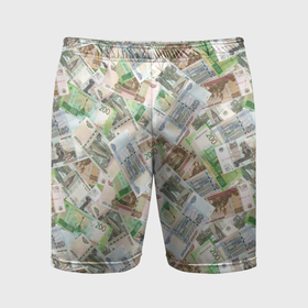 Мужские шорты спортивные с принтом Российские денежные купюры в Тюмени,  |  | 