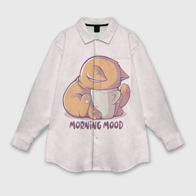 Мужская рубашка oversize 3D с принтом Morning mood   cat в Екатеринбурге,  |  | Тематика изображения на принте: 