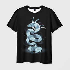 Мужская футболка 3D с принтом Вязаный китайский дракон , 100% полиэфир | прямой крой, круглый вырез горловины, длина до линии бедер | Тематика изображения на принте: 