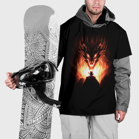 Накидка на куртку 3D с принтом Котик воин против дракона в Кировске, 100% полиэстер |  | Тематика изображения на принте: 