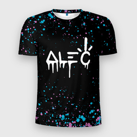 Мужская футболка 3D Slim с принтом Alec monopoly graffiti брызги в Кировске, 100% полиэстер с улучшенными характеристиками | приталенный силуэт, круглая горловина, широкие плечи, сужается к линии бедра | 