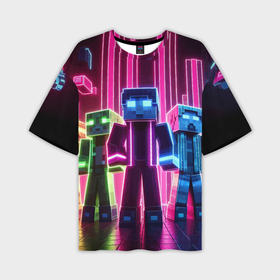 Мужская футболка oversize 3D с принтом Minecraft characters   neon glow в Тюмени,  |  | 