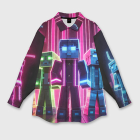Женская рубашка oversize 3D с принтом Minecraft characters   neon glow в Курске,  |  | 