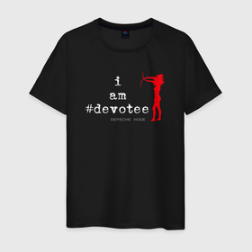 Мужская футболка хлопок с принтом Depeche Mode i am devotee в Курске, 100% хлопок | прямой крой, круглый вырез горловины, длина до линии бедер, слегка спущенное плечо. | 