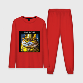 Мужская пижама с лонгсливом хлопок с принтом Рыжий кот барон в стиле стимпанк: big boss в Петрозаводске,  |  | Тематика изображения на принте: 