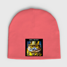 Мужская шапка демисезонная с принтом Рыжий кот барон в стиле стимпанк: big boss ,  |  | Тематика изображения на принте: 