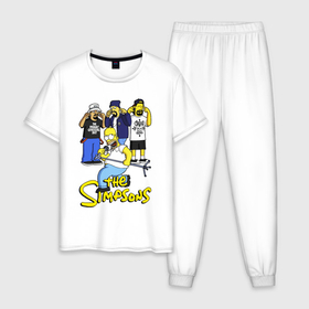 Мужская пижама хлопок с принтом Simpsons   Cypress hill в Кировске, 100% хлопок | брюки и футболка прямого кроя, без карманов, на брюках мягкая резинка на поясе и по низу штанин
 | Тематика изображения на принте: 
