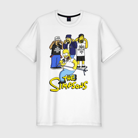Мужская футболка хлопок Slim с принтом Simpsons   Cypress hill в Екатеринбурге, 92% хлопок, 8% лайкра | приталенный силуэт, круглый вырез ворота, длина до линии бедра, короткий рукав | 
