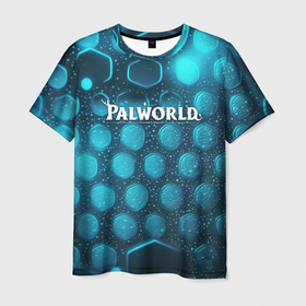 Мужская футболка 3D с принтом Palworld логотип космический в Санкт-Петербурге, 100% полиэфир | прямой крой, круглый вырез горловины, длина до линии бедер | 