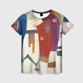 Женская футболка 3D с принтом Кандинский сопровождающий контраст абстракция в Белгороде, 100% полиэфир ( синтетическое хлопкоподобное полотно) | прямой крой, круглый вырез горловины, длина до линии бедер | 