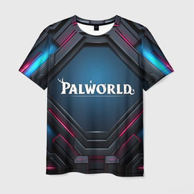 Мужская футболка 3D с принтом Palworld логотип космический стиль в Курске, 100% полиэфир | прямой крой, круглый вырез горловины, длина до линии бедер | 