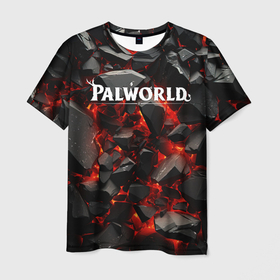 Мужская футболка 3D с принтом Palworld логотип взрыв объемных камней в Кировске, 100% полиэфир | прямой крой, круглый вырез горловины, длина до линии бедер | Тематика изображения на принте: 