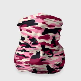 Бандана-труба 3D с принтом Камуфляжные розовые котики в Кировске, 100% полиэстер, ткань с особыми свойствами — Activecool | плотность 150‒180 г/м2; хорошо тянется, но сохраняет форму | 