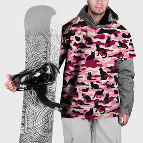 Накидка на куртку 3D с принтом Камуфляжные розовые котики , 100% полиэстер |  | Тематика изображения на принте: 