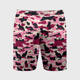 Мужские шорты спортивные с принтом Камуфляжные розовые котики ,  |  | 