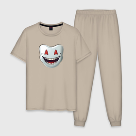 Мужская пижама хлопок с принтом Улыбающийся зуб в Екатеринбурге, 100% хлопок | брюки и футболка прямого кроя, без карманов, на брюках мягкая резинка на поясе и по низу штанин
 | 