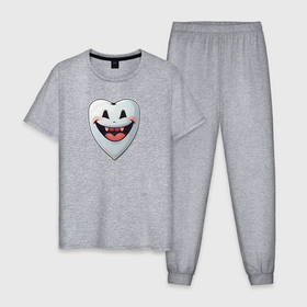 Мужская пижама хлопок с принтом Улыбающийся зуб в Екатеринбурге, 100% хлопок | брюки и футболка прямого кроя, без карманов, на брюках мягкая резинка на поясе и по низу штанин
 | Тематика изображения на принте: 