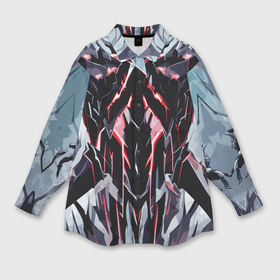 Мужская рубашка oversize 3D с принтом Чёрно красная агрессивная абстракция на белом фоне в Курске,  |  | 
