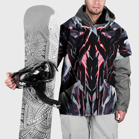 Накидка на куртку 3D с принтом Чёрно красная агрессивная абстракция на белом фоне в Тюмени, 100% полиэстер |  | 