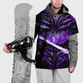 Накидка на куртку 3D с принтом Фиолетовый камень на чёрном фоне в Белгороде, 100% полиэстер |  | 