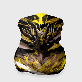 Бандана-труба 3D с принтом Жёлтый камень на чёрном фоне в Петрозаводске, 100% полиэстер, ткань с особыми свойствами — Activecool | плотность 150‒180 г/м2; хорошо тянется, но сохраняет форму | 