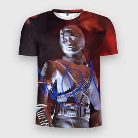 Мужская футболка 3D Slim с принтом Статуя Макла Джексона с автографом   альбом History в Тюмени, 100% полиэстер с улучшенными характеристиками | приталенный силуэт, круглая горловина, широкие плечи, сужается к линии бедра | 