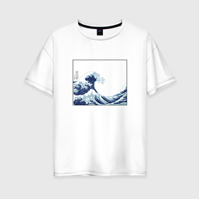 Женская футболка хлопок Oversize с принтом Японская волна в Тюмени, 100% хлопок | свободный крой, круглый ворот, спущенный рукав, длина до линии бедер
 | 