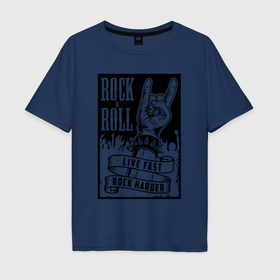 Мужская футболка хлопок Oversize с принтом Rock and roll hands в Тюмени, 100% хлопок | свободный крой, круглый ворот, “спинка” длиннее передней части | Тематика изображения на принте: 