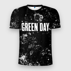 Мужская футболка 3D Slim с принтом Green Day black ice в Тюмени, 100% полиэстер с улучшенными характеристиками | приталенный силуэт, круглая горловина, широкие плечи, сужается к линии бедра | 