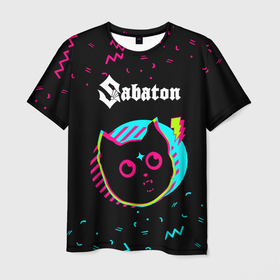 Мужская футболка 3D с принтом Sabaton   rock star cat в Белгороде, 100% полиэфир | прямой крой, круглый вырез горловины, длина до линии бедер | 