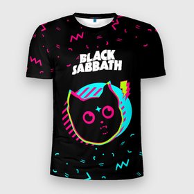 Мужская футболка 3D Slim с принтом Black Sabbath   rock star cat в Новосибирске, 100% полиэстер с улучшенными характеристиками | приталенный силуэт, круглая горловина, широкие плечи, сужается к линии бедра | 