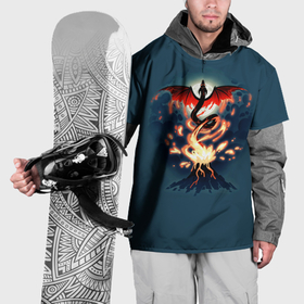 Накидка на куртку 3D с принтом Лавовый дракон в Кировске, 100% полиэстер |  | Тематика изображения на принте: 