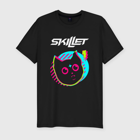 Мужская футболка хлопок Slim с принтом Skillet rock star cat в Санкт-Петербурге, 92% хлопок, 8% лайкра | приталенный силуэт, круглый вырез ворота, длина до линии бедра, короткий рукав | 
