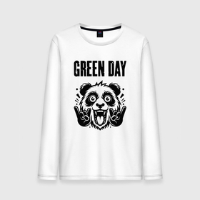 Мужской лонгслив хлопок с принтом Green Day   rock panda в Санкт-Петербурге, 100% хлопок |  | 