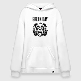 Худи SuperOversize хлопок с принтом Green Day   rock panda в Тюмени, 70% хлопок, 30% полиэстер, мягкий начес внутри | карман-кенгуру, эластичная резинка на манжетах и по нижней кромке, двухслойный капюшон
 | 