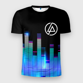 Мужская футболка 3D Slim с принтом Linkin Park эквалайзер в Петрозаводске, 100% полиэстер с улучшенными характеристиками | приталенный силуэт, круглая горловина, широкие плечи, сужается к линии бедра | 