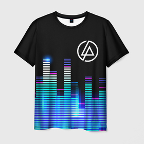 Мужская футболка 3D с принтом Linkin Park эквалайзер в Петрозаводске, 100% полиэфир | прямой крой, круглый вырез горловины, длина до линии бедер | 