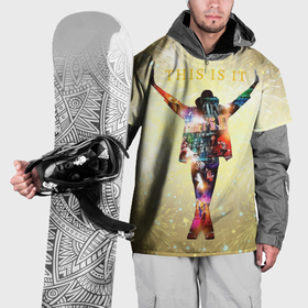 Накидка на куртку 3D с принтом Michael Jackson THIS IS IT   с салютами на золотом фоне в Екатеринбурге, 100% полиэстер |  | 