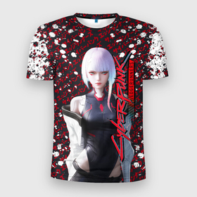 Мужская футболка 3D Slim с принтом Lucyna Kushinada   Cyberpunk: Edgerunners в Екатеринбурге, 100% полиэстер с улучшенными характеристиками | приталенный силуэт, круглая горловина, широкие плечи, сужается к линии бедра | Тематика изображения на принте: 